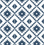 Navy blue and white Southwestern geometric tile peel and stick wallpaper pattern