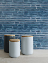 Brushed Metal Tile Denim Blue by NextWall Peel & Stick Peel & Stick Wallpaper – NextWall NW34602