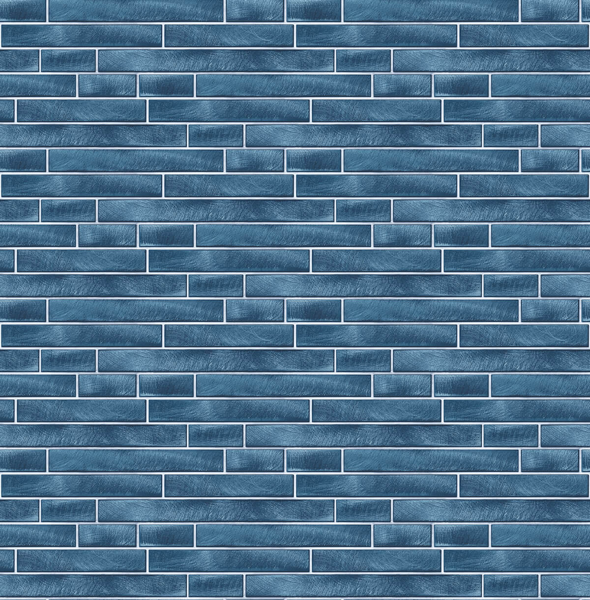 Denim blue brushed metal tile peel and stick wallpaper pattern