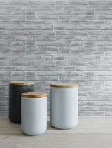 Brushed Metal Tile Silver by NextWall Peel & Stick Metallic Tile Peel & Stick Wallpaper – NextWall NW34608