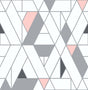 Kaleidoscope pink and charcoal geometric peel and stick wallpaper pattern