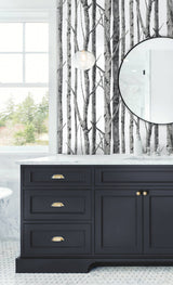 Birch Trees Monochrome by NextWall Peel & Stick Birch Tree Wallpaper- NextWall NW34800
