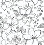 Linework Floral black peel and stick wallpaper with large outlined flowers