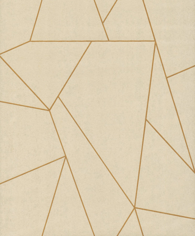 Nazca Almond & Gold Geometric Metallic Wallpaper - York NW3500