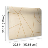 Nazca Almond & Gold Geometric Metallic Wallpaper - York NW3500