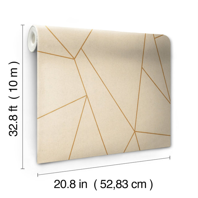 Nazca Almond & Gold Geometric Metallic Wallpaper - York NW3500