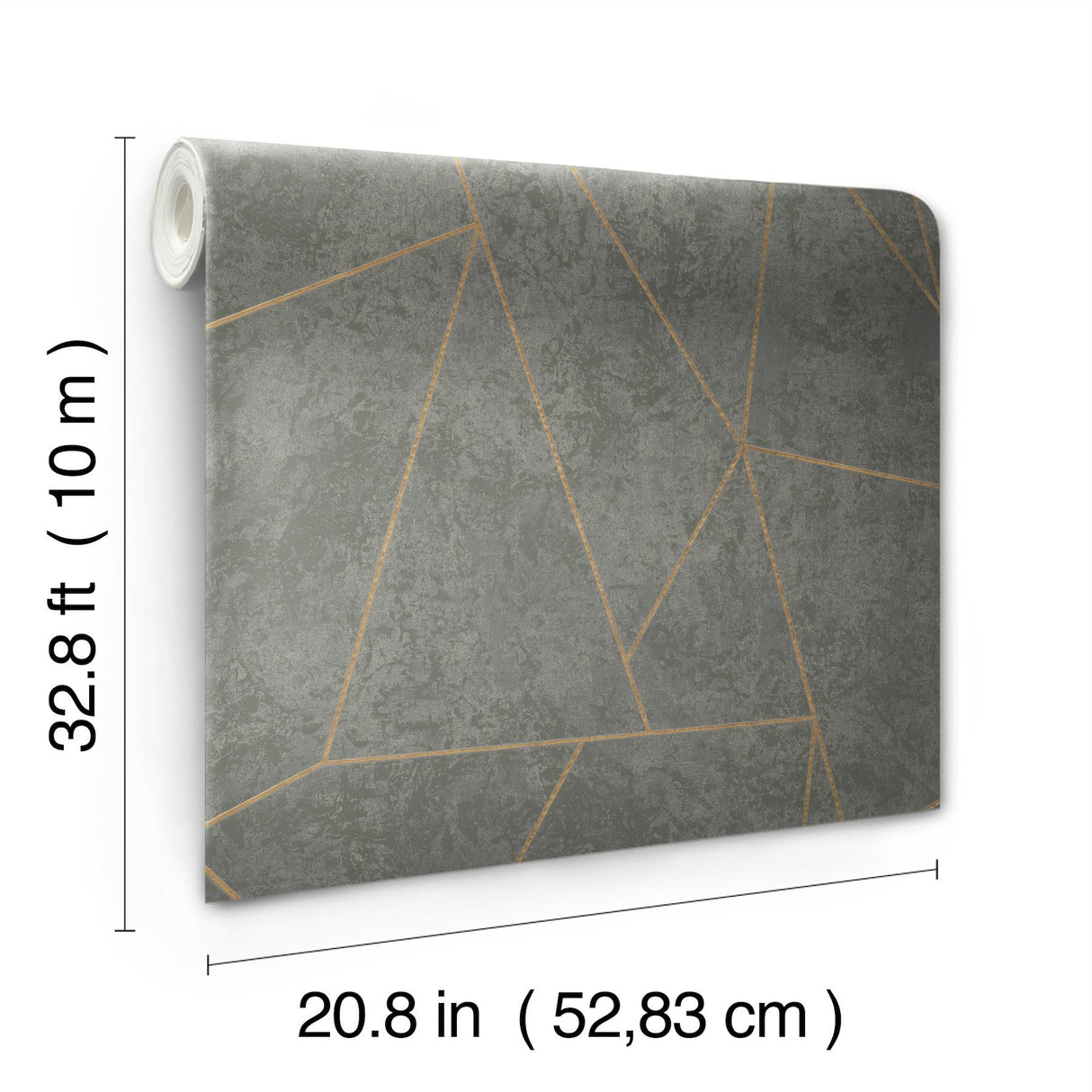 Nazca Dark Grey & Gold Geometric Metallic Wallpaper - York NW3502