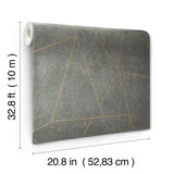 Nazca Dark Grey & Gold Geometric Metallic Wallpaper - York NW3502