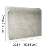 Nazca Light Grey & Silver Geometric Metallic Non Woven Wallpaper - York NW3503