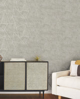 Nazca Light Grey & Silver Geometric Metallic Non Woven Wallpaper - York NW3503