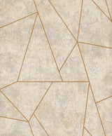 Nazca Neutral & Gold Wallpaper with Metallic Geometric Pattern - York NW3504