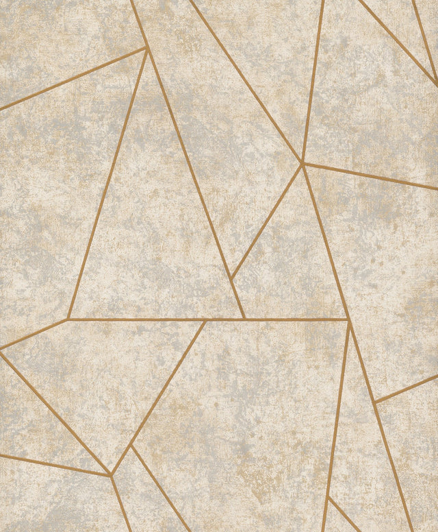 Nazca Neutral & Gold Wallpaper with Metallic Geometric Pattern - York NW3504