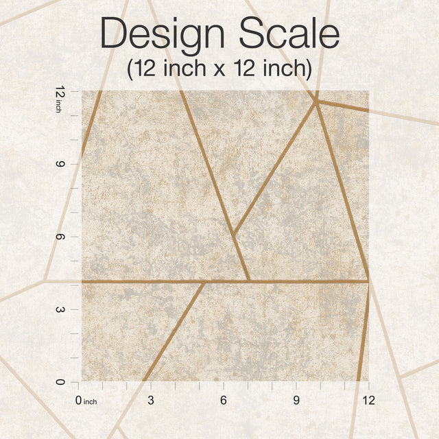 Nazca Neutral & Gold Wallpaper with Metallic Geometric Pattern - York NW3504