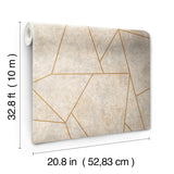 Nazca Neutral & Gold Wallpaper with Metallic Geometric Pattern - York NW3504