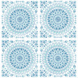 Teal and blue mandala medallion peel and stick wallpaper pattern