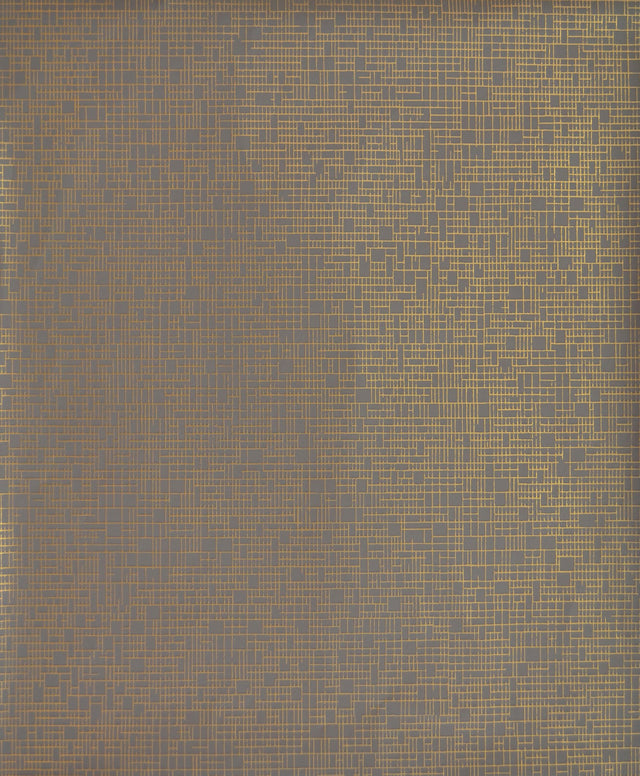 Interactive Taupe & Gold Wallpaper with Metallic Geometric Mesh - York NW3512
