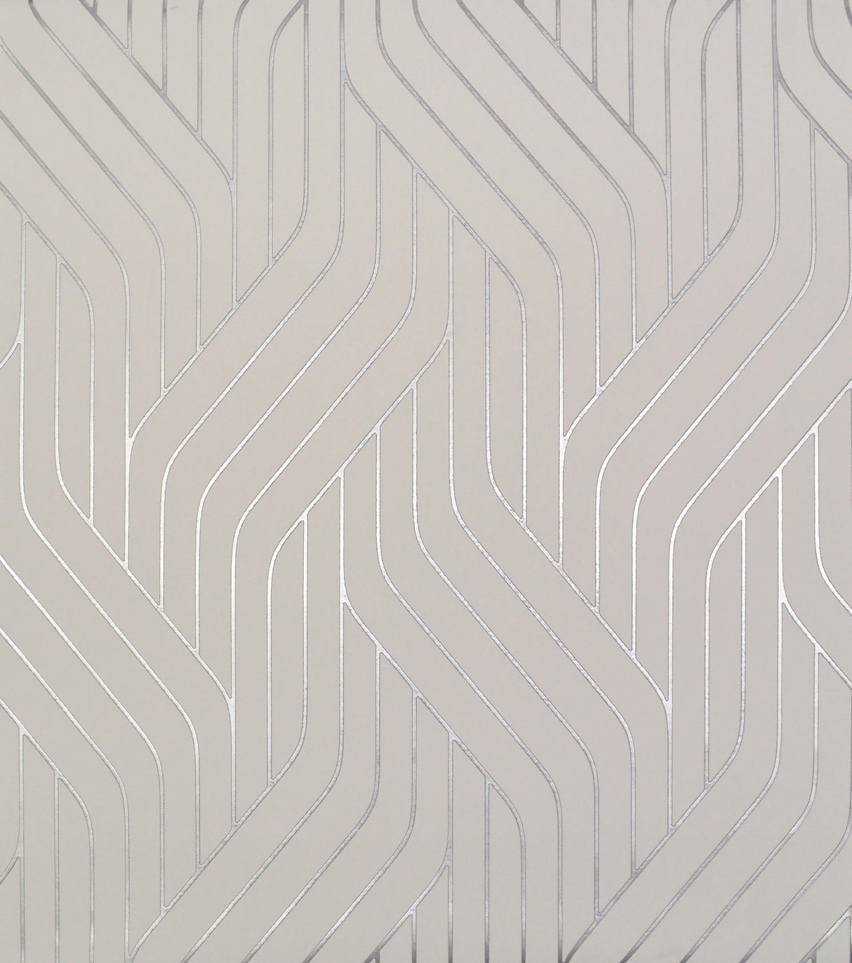 Ebb & Flow White & Silver Wallpaper with Metallic Geometric Stripes - York NW3516