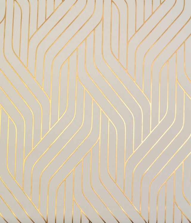 Ebb and Flow Almond & Gold Geometric Metallic Non Woven Wallpaper - York NW3517