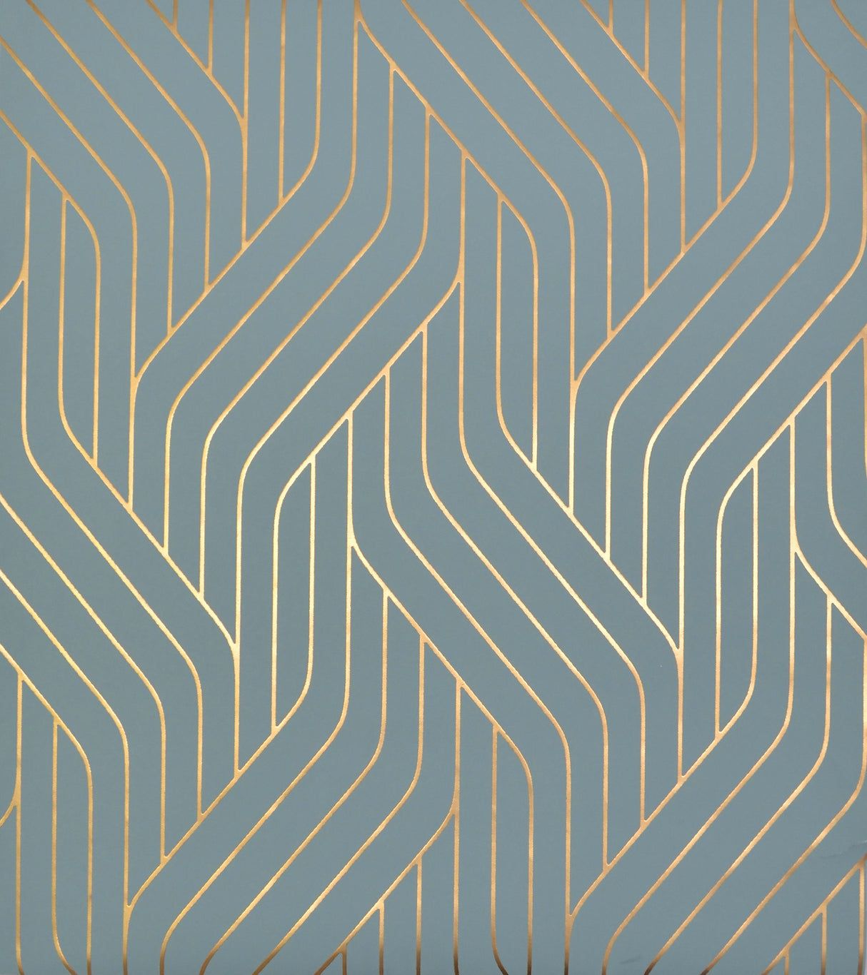 Ebb & Flow Blue & Gold Geometric Metallic Wallpaper - York NW3520