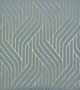 Ebb & Flow Blue & Gold Geometric Metallic Wallpaper - York NW3520