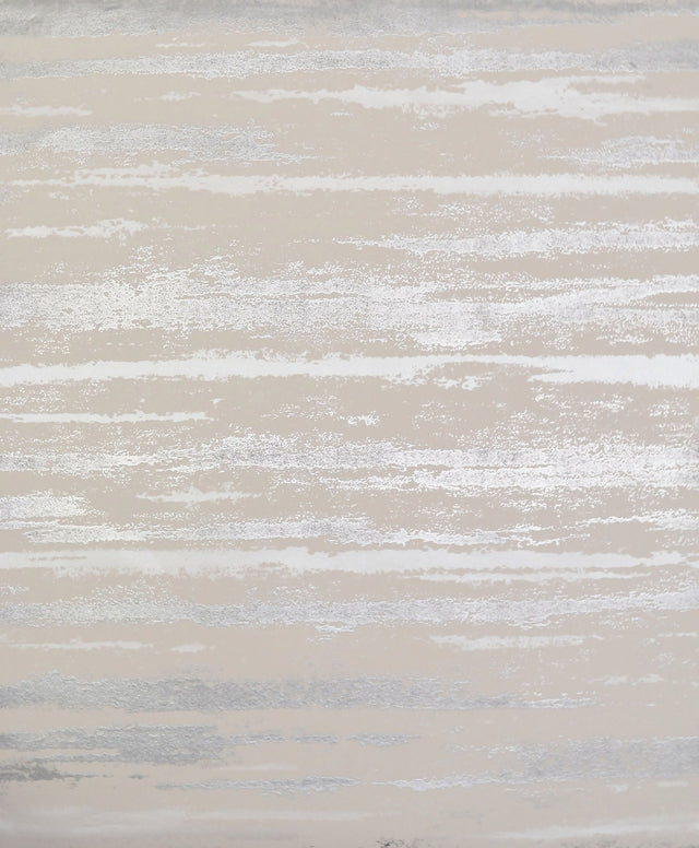 Atmosphere Beige & Silver Wallpaper with Striated Cloud Stripe Motif - York NW3542