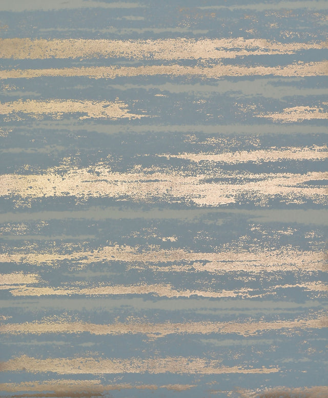 Atmosphere Teal & Gold Wallpaper with Striated Metallic Cloud Stripe - York NW3543