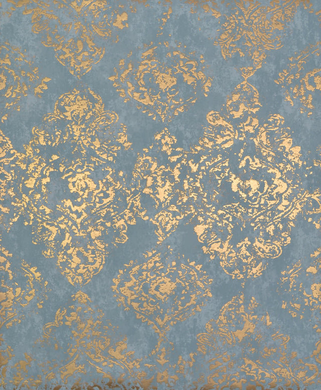 Stargazer Blue & Gold Damask Non Woven Wallpaper - York NW3565