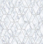 Marble Tile peel and stick wallpaper in gray and metallic silver geometric tile pattern