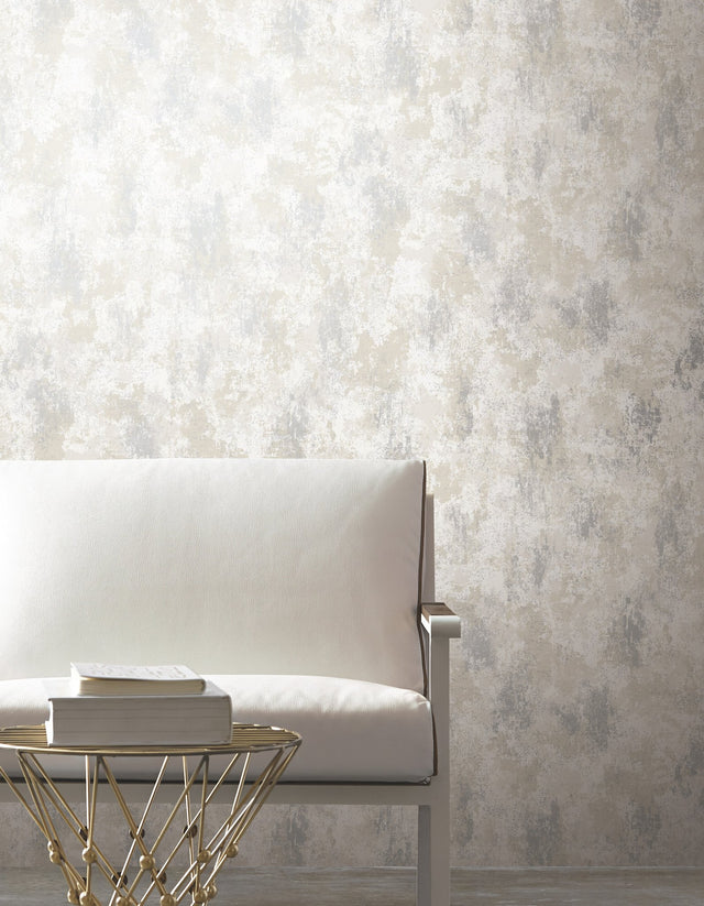Nebula White & Silver Wallpaper with Metallic Abstract Pattern - York NW3572