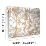 Shimmering Foliage White & Gold Wallpaper with Metallic Botanical Pattern - York NW3583