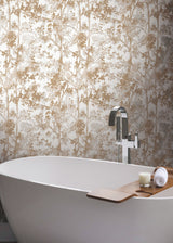 Shimmering Foliage White & Gold Wallpaper with Metallic Botanical Pattern - York NW3583
