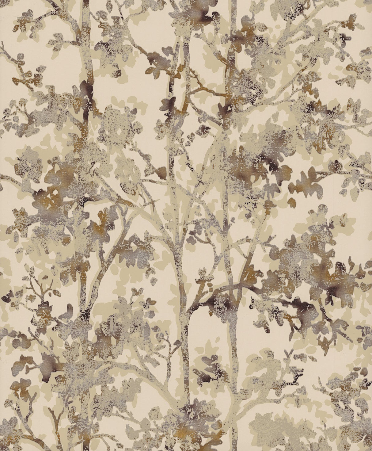 Shimmering Foliage Khaki Wallpaper with Metallic Botanical Pattern - York NW3584
