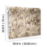 Shimmering Foliage Khaki Wallpaper with Metallic Botanical Pattern - York NW3584