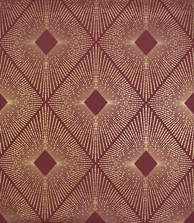 Harlowe Red & Gold Metallic Geometric Diamond Wallpaper - York NW3588