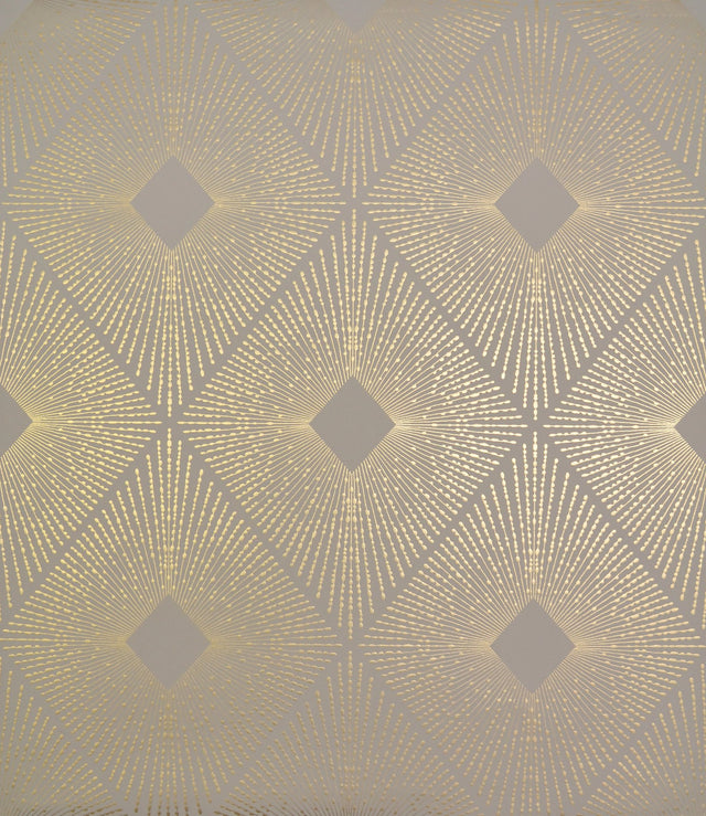 Harlowe Khaki & Gold Geometric Metallic Non Woven Wallpaper - York NW3590