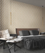 Harlowe White & Gold Geometric Metallic Wallpaper - York NW3592