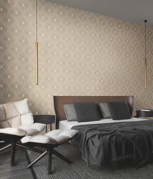 Harlowe White & Gold Geometric Metallic Wallpaper - York NW3592