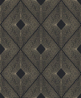 Harlowe Black & Gold Geometric Metallic Non Woven Wallpaper - York NW3593