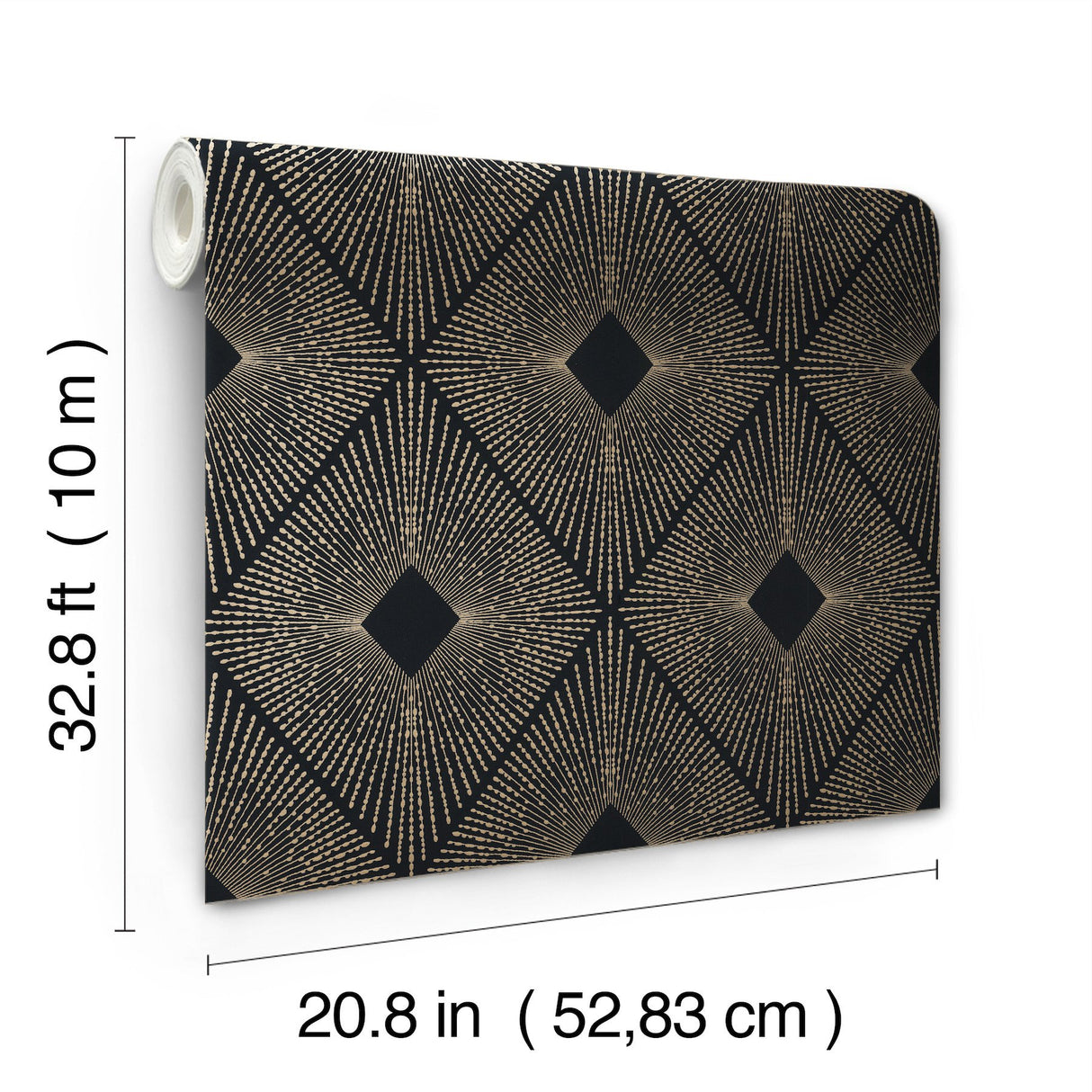 Harlowe Black & Gold Geometric Metallic Non Woven Wallpaper - York NW3593