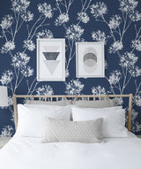 One O'Clocks Denim Blue by NextWall Peel & Stick Botanical Wallpaper – NextWall NW36002