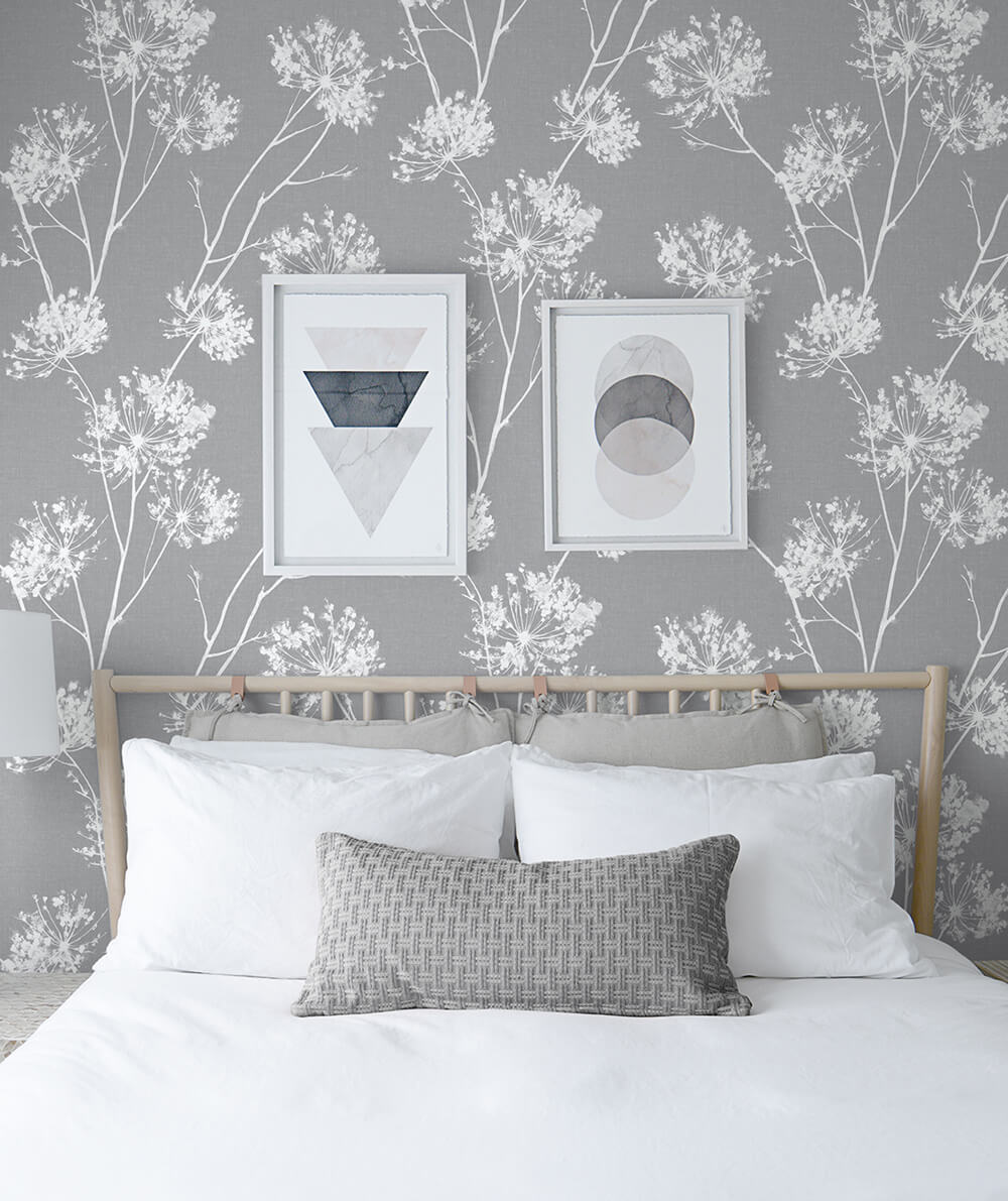 One O'Clocks Cove Gray by NextWall Peel & Stick Botanical Wallpaper – NextWall NW36008