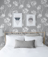 One O'Clocks Cove Gray by NextWall Peel & Stick Botanical Wallpaper – NextWall NW36008