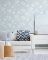 One O'Clocks Light Blue by NextWall Peel & Stick Botanical Wallpaper – NextWall NW36012