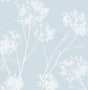 Light blue botanical silhouette peel and stick wallpaper pattern