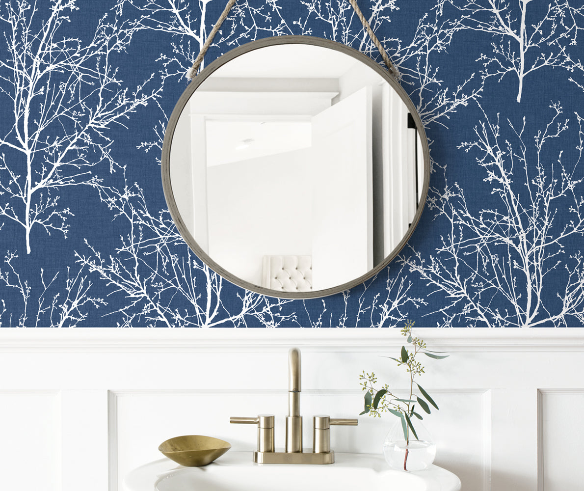 Tree Branches Coastal Blue by NextWall Peel & Stick Botanical Wallpaper – NextWall NW36102