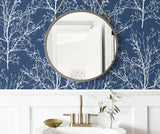 Tree Branches Coastal Blue by NextWall Peel & Stick Botanical Wallpaper – NextWall NW36102