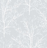 Tree Branches peel and stick wallpaper in Daydream Gray with white branch silhouettes