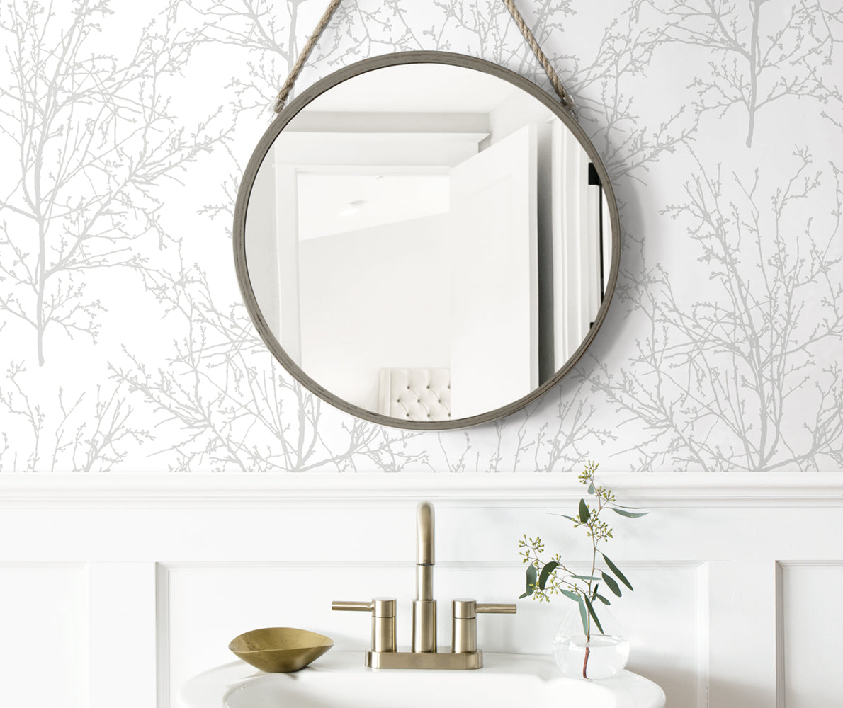 Tree Branches Pearl Gray by NextWall Peel & Stick Peel & Stick Wallpaper – NextWall NW36118