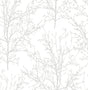 Tree Branches Pearl Gray peel and stick wallpaper with delicate branch silhouettes