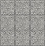 Metallic silver and charcoal faux embossed ornamental tile peel and stick wallpaper pattern